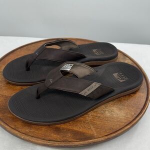 Reef Sandals Mens 13 Santa Ana Brown Faux Leather Thong Flip Flop Beach Surf